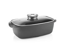 Rostiera ALTA Rettangolare 39x22x h 15,7 cm linea Cook e space adatta a tutte le fonti di calore anche induzione lavabile in lavastoviglie colore nero grigio