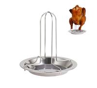Rostiera per pollo, in acciaio , per grigliare, griglia verticale con vaschetta antigoccia, per feste in casa, tailgating, ristorante, riunioni, all'aperto, spiaggia, cortile