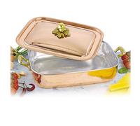 Rostiera Rettangolare con Coperchio 37x27xh7,5 cm - 6,8 Lt in rame massiccio 5 mm linea Michaels Range rame
