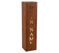 Rostikal Unica colonna da giardino personalizzata, 1 m, con il vostro nome, robusta stele in metallo effetto ruggine, perfetta come statuetta decorativa da giardino e decorazione da giardino