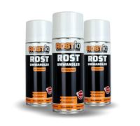 Rostio Convertitore di ruggine Spray 3 x 400 ml - Convertitore di ruggine e anticorrosione - Incolore - Verniciabile dopo circa 120 minuti - Base in resina epossidica - Resistente a temperature fino a