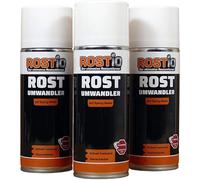 Rostio Convertitore di ruggine Spray 3 x 400 ml - Convertitore di ruggine e anticorrosione - Incolore - Verniciabile dopo circa 120 min - Base in resina epossidica - Resistente a temperature fino a