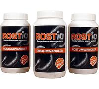 Rostio Set di 3 convertitori di ruggine da 1 l - Rimozione della ruggine con pennello - Convertitore di ruggine e primer - Per auto, acciaio e ferro - Nessun lavaggio - Può essere verniciato dopo 6-8