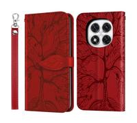Rostsant Custodia per Redmi Note 14 Pro 5G Cover a Slot per Carte Portafoglio in Pelle PU Albero in Rilievo Cover Telefono per Xiaomi Redmi Note 14 Pro 5G/Note 14 Pro+ 5G/Poco X7 5G Rosso