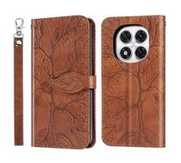 Rostsant Custodia per Redmi Note 14 Pro 5G Cover a Slot per Carte Portafoglio in Pelle PU Albero in Rilievo Cover Telefono per Xiaomi Redmi Note 14 Pro 5G/Note 14 Pro+ 5G/Poco X7 5G Marrone