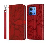 Rostsant Custodia per Xiaomi Redmi 15C/Poco C85 4G Cover a Slot per Carte Portafoglio in Pelle PU Custodia a Libro Albero in Rilievo Cover Telefono per Xiaomi Redmi 15C/Poco C85 4G Rosso