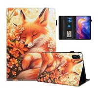 Rostsant Custodia per Xiaomi Redmi Pad 2 11 Pollici Cover Libro Stand Funzione Slot per Carte Libro Cover Tablet Protettiva per Xiaomi Redmi Pad 2 11 Pollici Fiore volpe