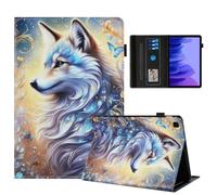 Rostsant Custodia Samsung Galaxy Tab A7 Cover Libro Stand Funzione Slot per Carte Libro Cover Tablet Protettiva per Samsung Galaxy Tab A7 T500/T509/T505/T507 Lupo biancoLupo bianco