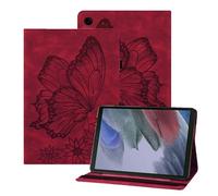 Rostsant Custodia Samsung Galaxy Tab A9+ 11 Pollici Farfalla Sollievo Cover in Pelle PU Portafoglio Portapenne Custodia Protettivo per Samsung Galaxy Tab A9 Plus SM-X210/SM-X215/SM-X216 Rosso