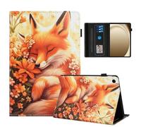 Rostsant Custodia Samsung Galaxy Tab A9 Plus Cover Libro Stand Funzione Slot per Carte Libro Cover Tablet Protettiva per Samsung Galaxy Tab A9 Plus 11 Pollici 2023 Fiore volpe