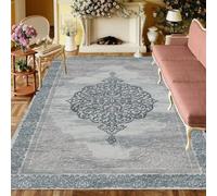 ROSURUG Tappeti Sala grigio-blu Tappeto Calcio 130X190CM Il design del motivo retrò è durevole e facile da curare