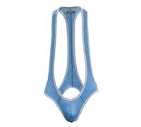 ROSVAJFY Perizoma Sexy Uomo Bretelle Jockstrap Intimo Hot Mankini Borat String Tanga Elastico V-Strap Thong Mutande, Maschile Bagno da Spiaggia Slip Sospensorio Beach Costume (Blu)
