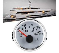 Rosvola Indicatore della Temperatura Dell'acqua Marina da 52 Mm, Resistente All'acqua, per Barca, Acciaio Inossidabile, Display da 2 Pollici, 40-120 ℃ (Copertura argentata con quadrante bianco)