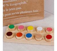Rosvola Memory Touch Flip Board Giocattolo Educativo Sensoriale per L'apprendimento in età Prescolare - Rubberwood Brain Training Memory Match Game con 10 Blocchi