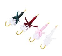 Rosvola Ombrello per Casa delle Bambole Accessori per Ombrellone in Miniatura Set da 4 Pezzi per la Decorazione Colorata della Casa delle Bambole in Scala 1:12 in Rosa Bianco Verde Rosso Brunastro