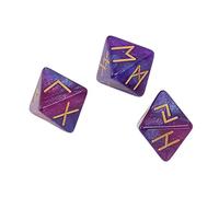 Rosvola Set di Dadi Runici a 8 Facce, Colori Vivaci per L'apprendimento e la Previsione Dell'astrologia, per Adulti, Realizzati in Acrilico Resistente, 3 Pezzi (#1)