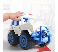 Rosvola Set di Giocattoli per Veicoli della Polizia Assemblati da 4 Pezzi con Elicottero e Motocicletta per Bambini, Materiale PP Colorato