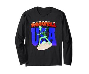 Roswell Camicia Alien UFO Flying Saucer USA Divertente Maglia a Manica