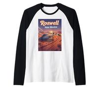 Roswell New Mexico UFO Crash nel Deserto Alien Souvenir Maglia con Maniche Raglan