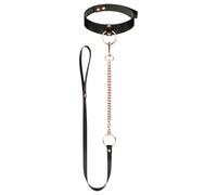 Rosy Gold - collare e guinzaglio (nero-oro rosa)