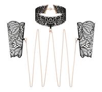 Rosy Gold - collare e manette da polso (nero)