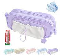 Rosy Posy - Astuccio per matite Kawaii, serie Star, grande capacità, impermeabile IPX2, 45 penne, ampio spazio, Viola, Carino