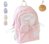 Rosy Posy Backpack, Rosyposy Backpack, Cream Star Series Large Capacity Drawstring Back Pack, Durable Waterproof Fits 16" Laptop (pink)