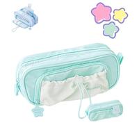 Rosy Posy Pencil Case 2025 New RosyPosy Kawaii Pencil Case Big Capacity Cute Aesthetic Pouch Holder Drawstring Pen Case (Green)