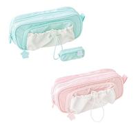 Rosy Posy Pencil Case, 2025 New RosyPosy Kawaii Pencil Case, PencilCase Big Capacity, Large Capacity Drawstring Multi-Pocket Design, Waterproof, Soft (green+pink)
