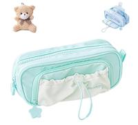 Rosy Posy Pencil Case, Kawaii Pencil Case With Rosy Posy Pens, Cute Aesthetic Pouch Holder Drawstring Pen Case，Counting Stars PencilCase Big Capacity (Green)