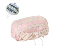 Rosy Posy Pencil Case, Kawaii Pencil Cases, Cute Aesthetic Waterproof Drawstring Pen Pouch, Pencil Case with Rosy Posy Pens, High Capacity Stationery Storage Bag Student (Pencil case-B)