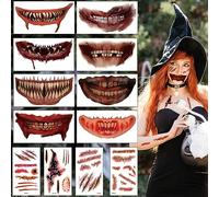 RosyFate 10 Pcs Tatouage Bouche Halloween, Ephemere Pour Visage, Horror (B)