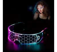 RosyFate Cyberpunk Occhiali, Occhiali Luminosi a Led, Occhiali Led Festa, Multi-Effetti Come la Luce Continua Colorata, Il Lampeggio Che Cambia Colore, Il Lampeggio a Raffica, Ecc