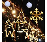 RosyFate Luci della Finestra di Natale, 4 x Luci Tenda LED, Decorazioni Natalizie Luci, Lampada Natalizia con Ventosa, per Decorazione della Festa di Natale (Snowflake)