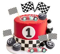 rota auto da corsa torta decorazione topper bandiera quadretti due velocemente crescere compleanno decor velocità corsa primo terzo quarto necessario quattro decorazioni festa