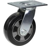 Rotaia Girevole Da 152 Mm Con Gomma Elastico Nera Su Ruota Centrale In Alluminio