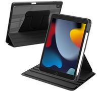 Rotante Custodia Compatibile con iPad 10.2 Pollici (9a/8a/7a Generazione, 2021/2020/2019) / iPad Air 10.5" 2019 / iPad Pro 10.5" 2017, con Portapenne, Auto Svegliati/Sonno, Nero
