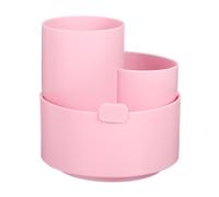 Rotante Penna Supporto,Plastica 3 Slot 360 Grado per Ufficio Casa,Rosa