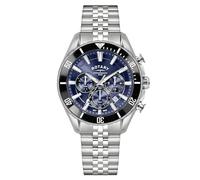 Rotary Apex 100 Cronografo da uomo resistente all'acqua 100M quadrante blu orologio da polso in acciaio inossidabile