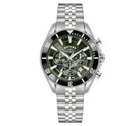Rotary Apex 100 Cronografo da uomo resistente all'acqua 100M quadrante verde orologio da polso in acciaio inossidabile