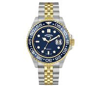 Rotary Apex 100 - Orologio da polso da uomo in acciaio inox placcato argento e oro