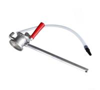 Rotary Drum Pump Hand Crank 55 Gallon Aluminum | Hand crank operation, 55 gallon capacity, adjustable 2-inch adapter, silver red finish, per durable build