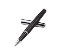 Rotary Executive Pen - Penna a sfera con punta fine da 0,5 mm, in pelle nera e metallo, per ufficio, regalo aziendale