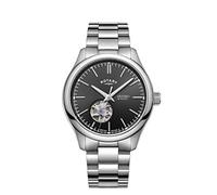 Rotary Orologio Automatico Uomo, misura cassa 40.00mm con quadrante Nero Analogico e cinturino Argento in Cinturino in metallo GB05095/04