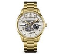 Rotary Greenwich, orologio da uomo automatico con scheletro, resistente all'acqua fino a 100 m, placcato oro, cinturino in acciaio inox