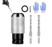 Rotary Hammer Adapter with Impact Drill Bits Set, Electric Hammer to Drill Converter, 4 Sizes Hammers Bits, Extension Tool Kit for Adapted Wrench Tools, Easily Convert, Reliable Grips (1+2drill-B)