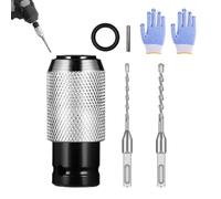 Rotary Hammer Adapter with Impact Drill Bits Set, Electric Hammer to Drill Converter, 4 Sizes Hammers Bits, Extension Tool Kit for Adapted Wrench Tools, Reliable Grip (1+2drill-A)