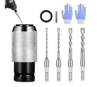 Rotary Hammer Adapter with Impact Drill Bits Set, Electric Hammer to Drill Converter, 4 Sizes Hammers Bits, Extension Tool Kit for Adapted Wrench Tools, Easily Convert, Reliable Grips (1+4drill)