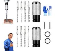 Rotary Hammer Adapter with Impact Drill Bits Set, Multifunctional Electric Hammer to Drill Converter with Adapter&4 Size Hammers Bits, Electric Extension Tool Kit for Hammer Adapted Tool (2+8drill)