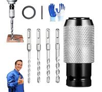Rotary Hammer Adapter with Impact Drill Bits Set, Multifunctional Electric Hammer to Drill Converter with Adapter&4 Size Hammers Bits, Electric Extension Tool Kit for Hammer Adapted Tool (1+4drill)
